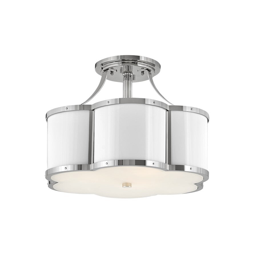 Hinkley Lighting Chance 3 Light Semi-flush Mount in Polished Nickel - 4444PN