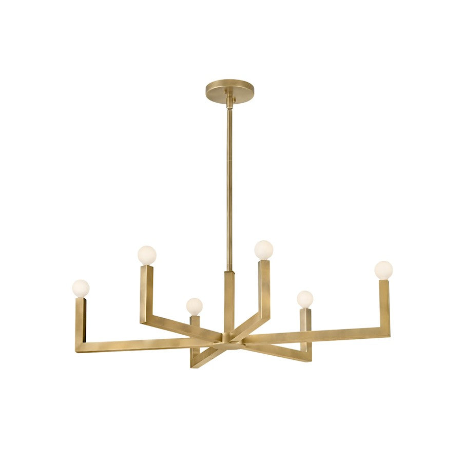 Hinkley Lighting Ezra 6 Light Indoor Linear Chandelier, Heritage Brass - 45048HB