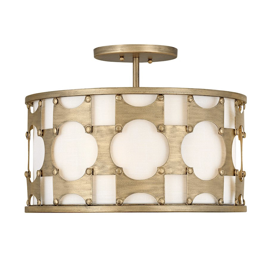 3 Light Chandelier, Burnished Gold