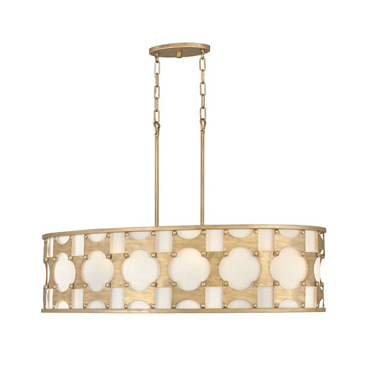 6 Light Chandelier, Burnished Gold