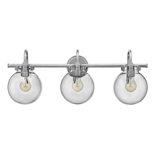 Congress Bathroom Vanity Light with Round Clear Glass