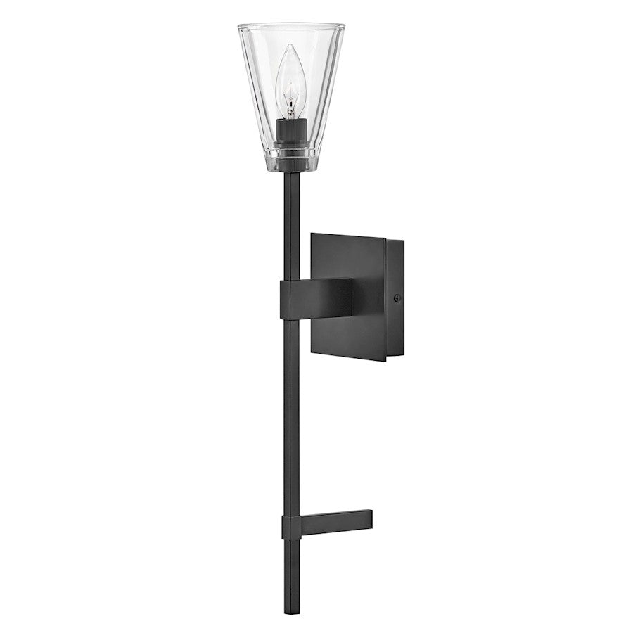 Hinkley Lighting Auden 1 Light Bath Wall Sconce, Black Oxide/Clear - 50640BX