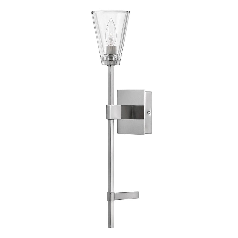 Hinkley Lighting Auden 1 Light Bath Wall Sconce, Polished Nickel/Clear - 50640PN