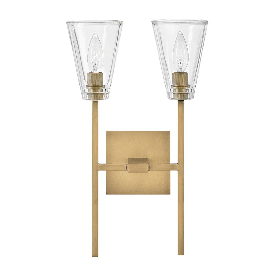 Hinkley Lighting Auden 2 Light Bath Vanity, Heritage Brass/Clear - 50642HB