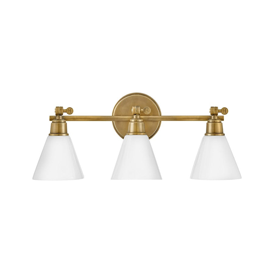 Hinkley Lighting Arti 3 Light Bath Vanity, Heritage Brass/Cased Opal - 51183HB