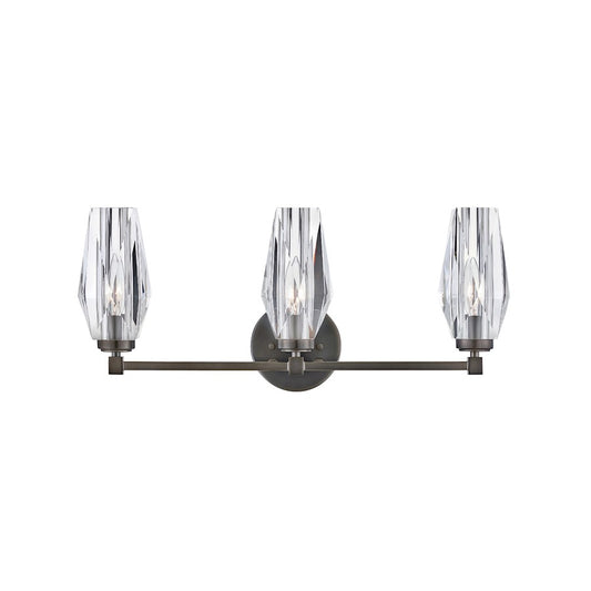 Hinkley Lighting Ana 3 Light Vanity, Black Oxide/Faceted Clear Crystal - 52483BX