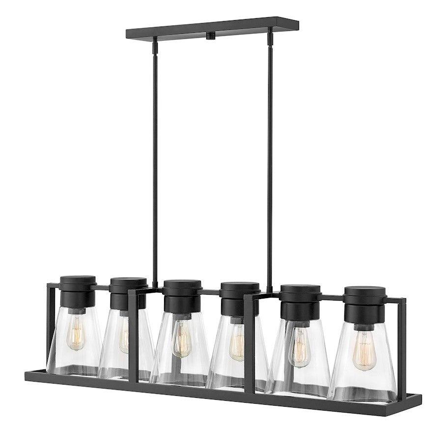 6 Light, 11.25", Linear Chandelier, Black