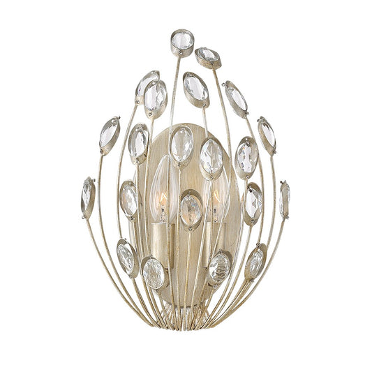 2 Light Tulah Wall Sconce, Silver Leaf