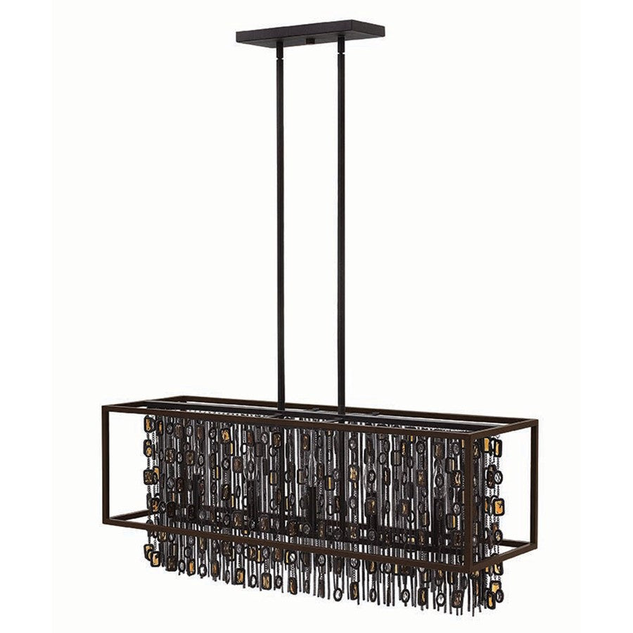 5 Light Chandelier Linear, Anchor Bronze