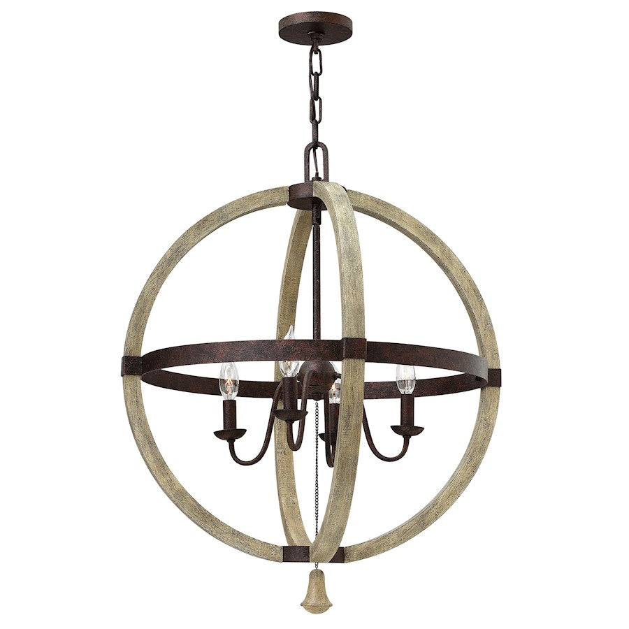 4 Light Chandelier Foyer, Iron Rust