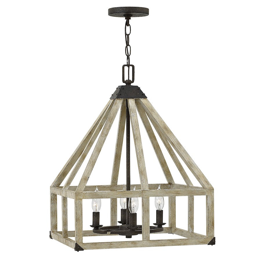 4 Light Chandelier 1 Tier, Iron Rust