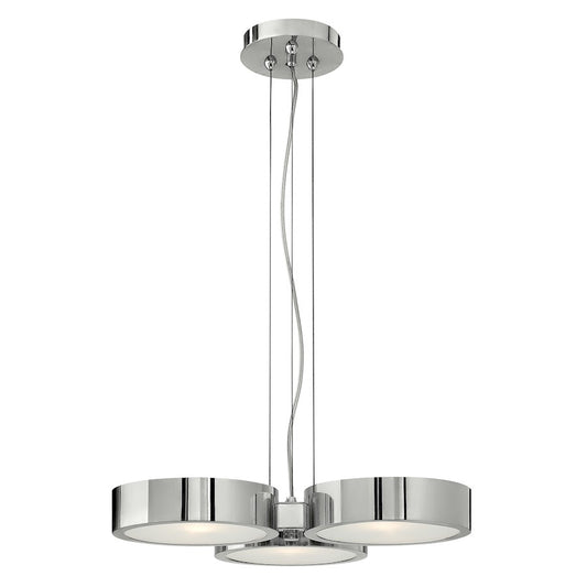 3 Light Chandelier, Polished Aluminum