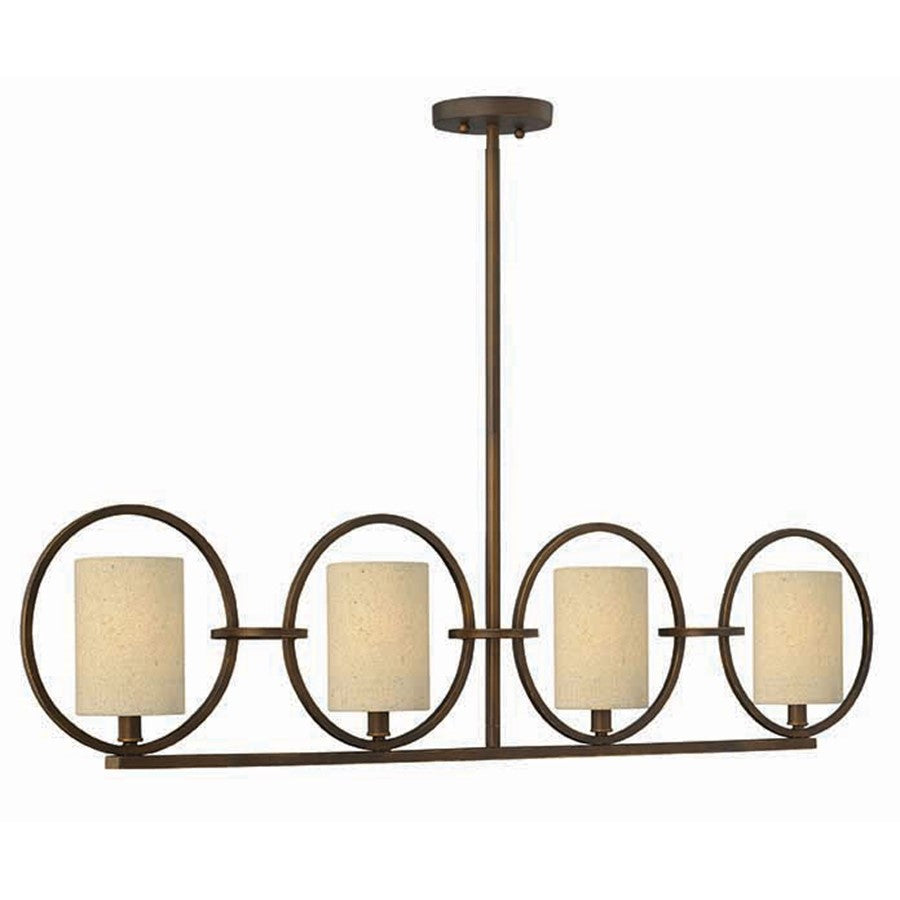 4 Light Chandelier Linear, Cinnamon