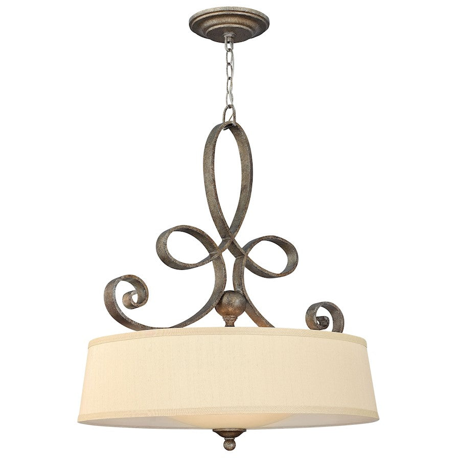 4 Light Foyer Inverted Pendant, Merlot