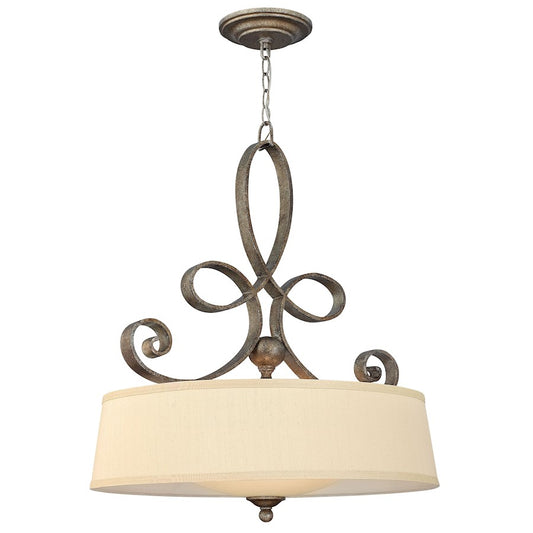 4 Light Foyer Inverted Pendant, Merlot