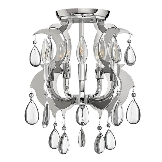 5 Light Foyer Semi-Flush, Stainless Steel