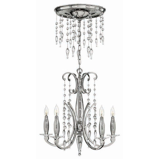 5 Light Chandelier 1 Tier, Nickel