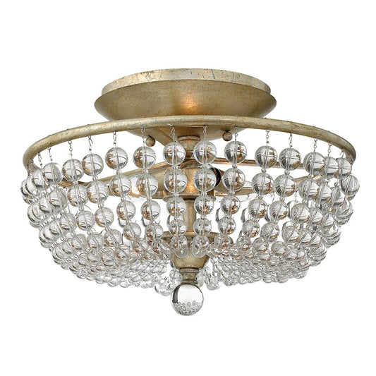 Fredrick Ramond Caspia 2 Light Foyer Semi-Flush Mount, Silver Leaf