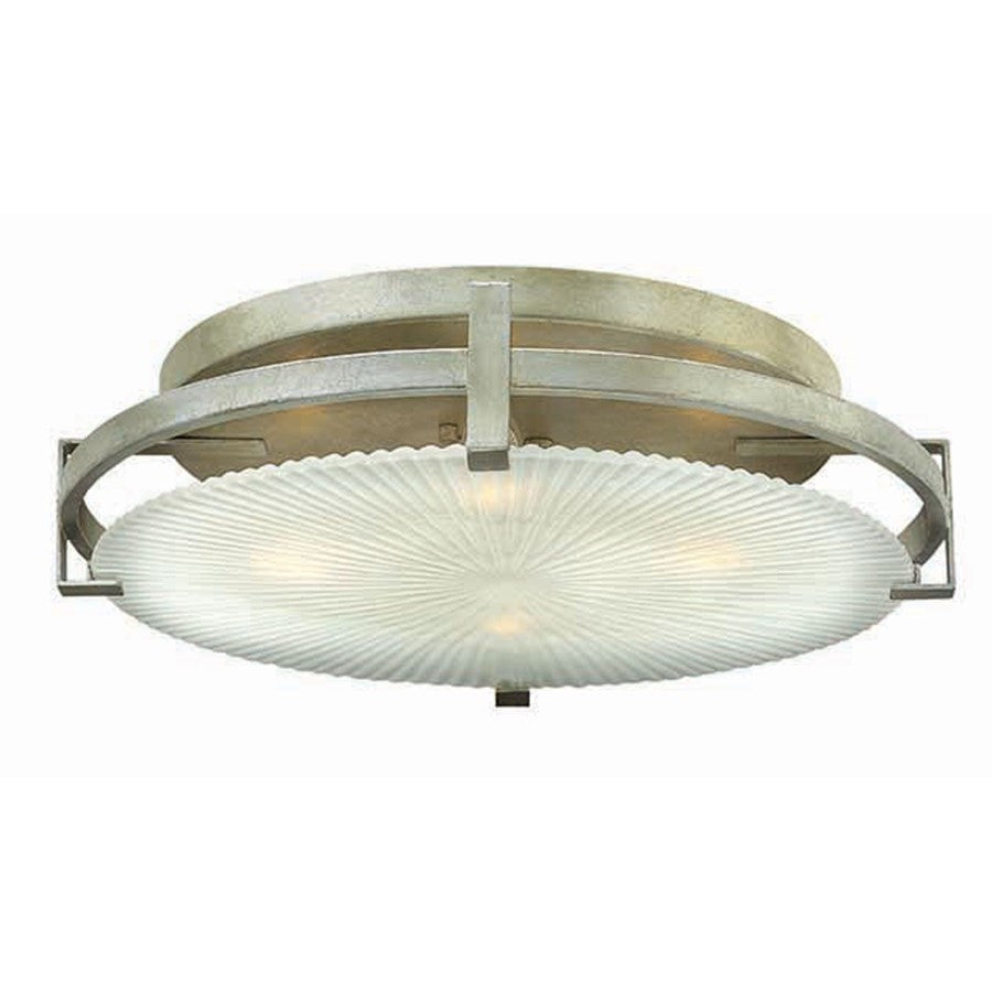 Fredrick Ramond Helios 4 Light Flush Mount, Silver Leaf