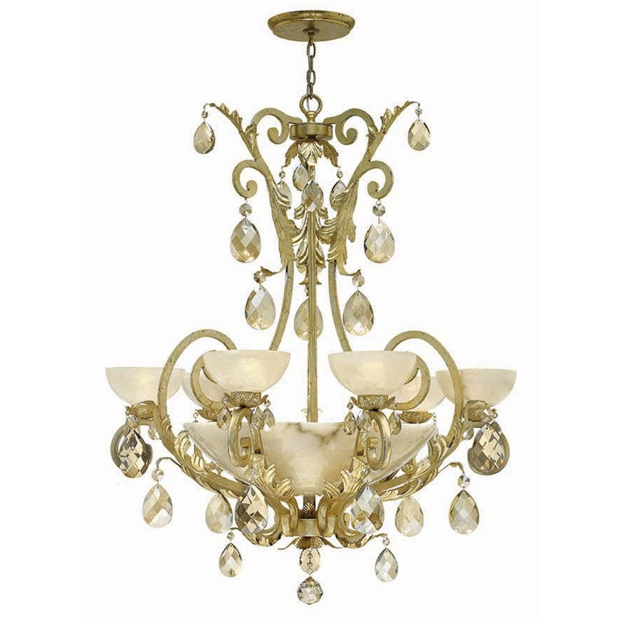 6 Light Chandelier Foyer, Silver Leaf