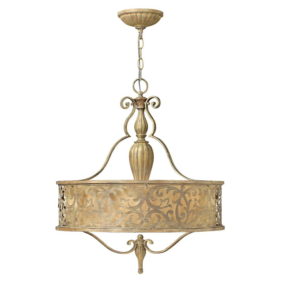 3 Light Chandelier Pendant, Champagne