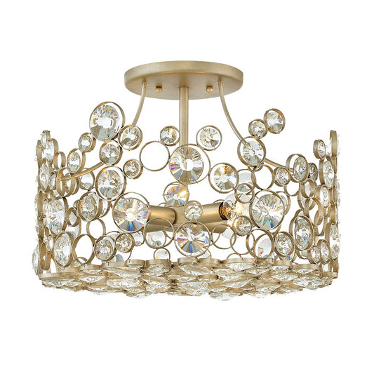 4 Light Anya Semi Flush Mount, Silver Leaf