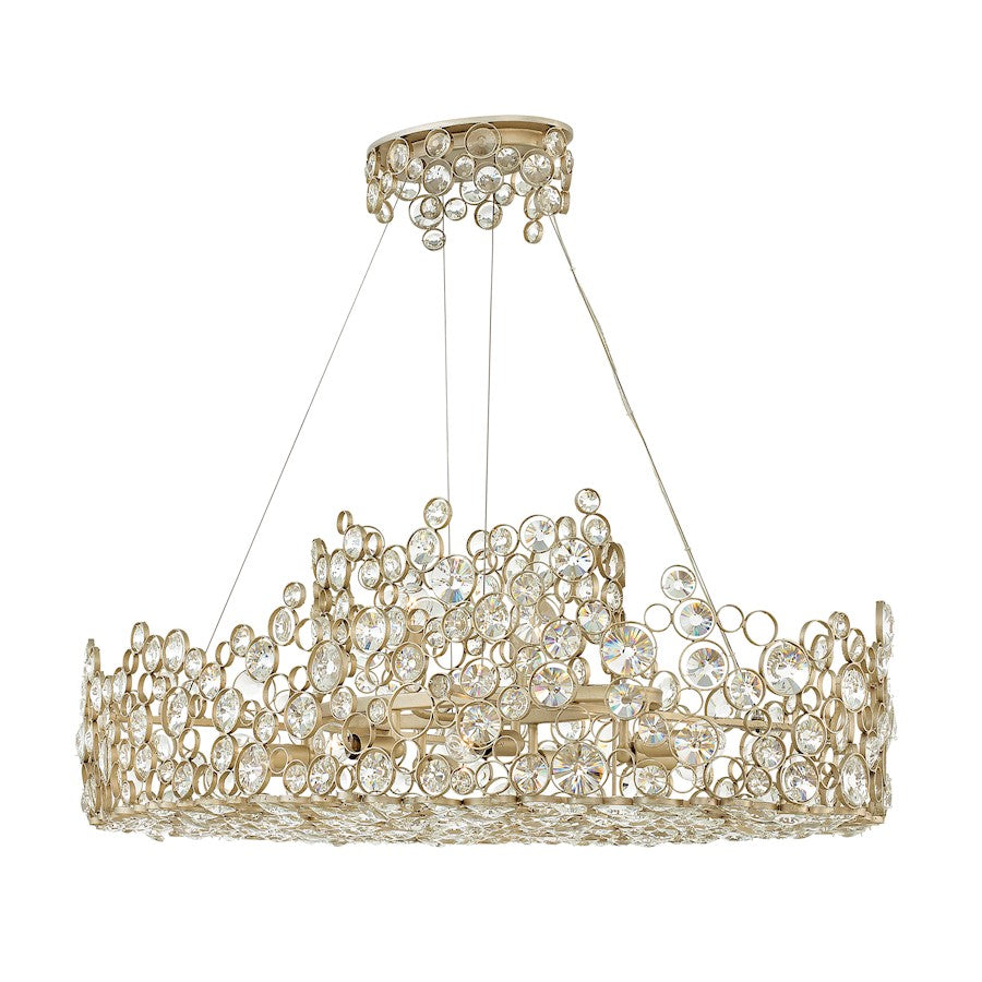 10 Light Anya Linear Chandelier, Silver Leaf