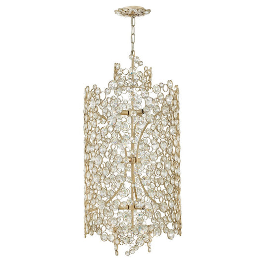 9 Light Chandelier, Silver Leaf