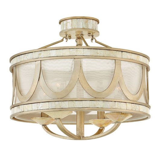 4 Light Sirena Semi Flush Mount, Champagne Gold