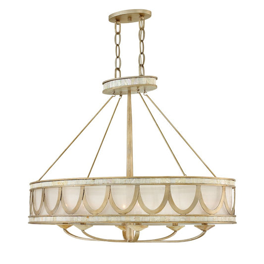 6 Light Sirena Linear Chandelier, Champagne Gold