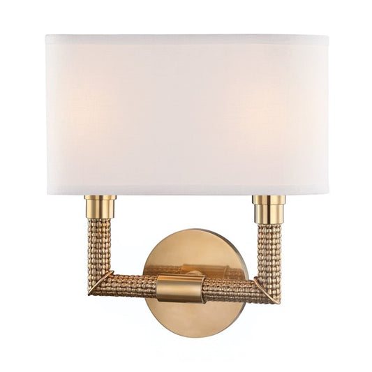 Dubois 2 Light Wall Sconce, Aged Brass