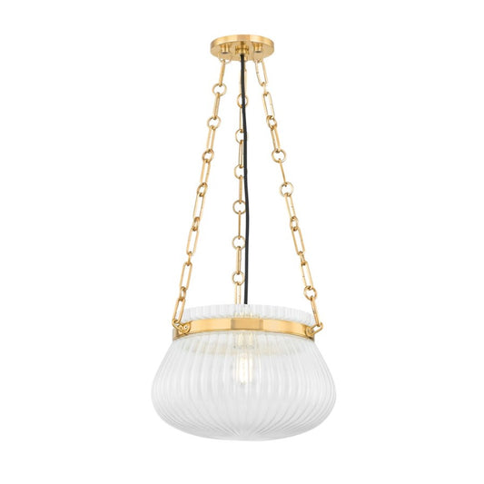 Hudson Valley Granby 1 Light 13" Pendant, Aged Brass/Clear - 1113-AGB