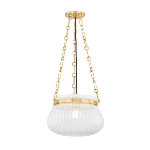Hudson Valley Granby 1 Light 13" Pendant, Aged Brass/Clear - 1113-AGB