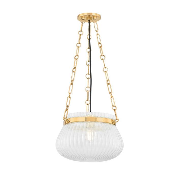 Hudson Valley Granby 1 Light 13" Pendant, Aged Brass/Clear - 1113-AGB