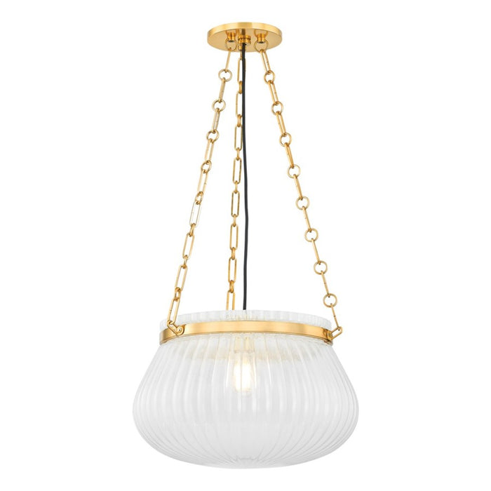 Hudson Valley Granby 1 Light 17" Pendant, Aged Brass/Clear - 1117-AGB