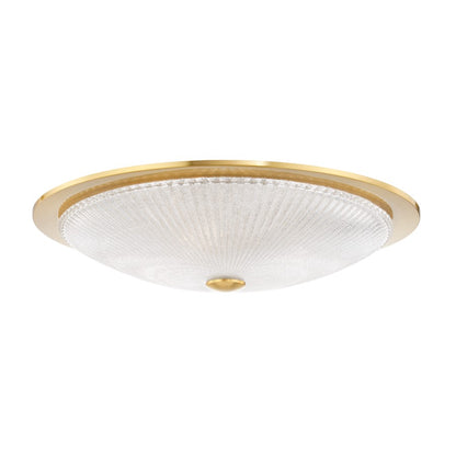 Hudson Valley Ossining 4 Light Flush Mount, Aged Brass/White - 1123-AGB