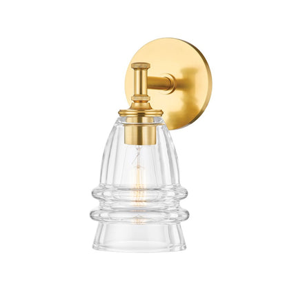 Hudson Valley Newfield 1 Light 60W Wall Sconce, Aged Brass/Clear - 1140-AGB