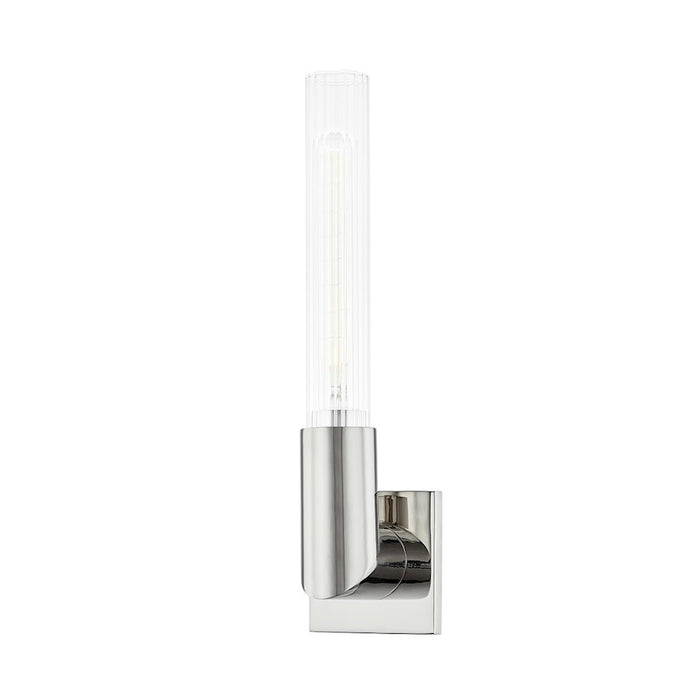 Hudson Valley Asher 1-Light Wall Sconce, Polished Nickel/Clear Glass - 1201-PN