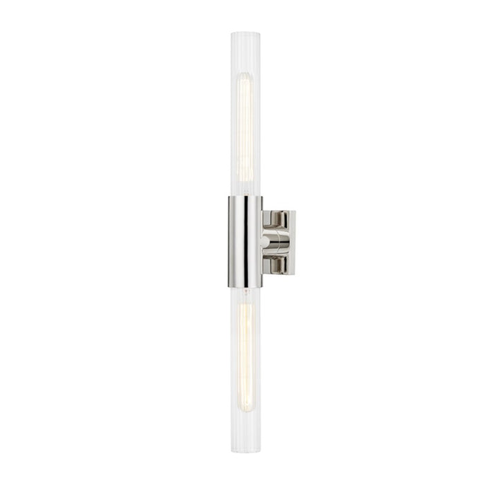 Hudson Valley Asher 2 Light Wall Sconce in Polished Nickel/Clear - 1202-PN
