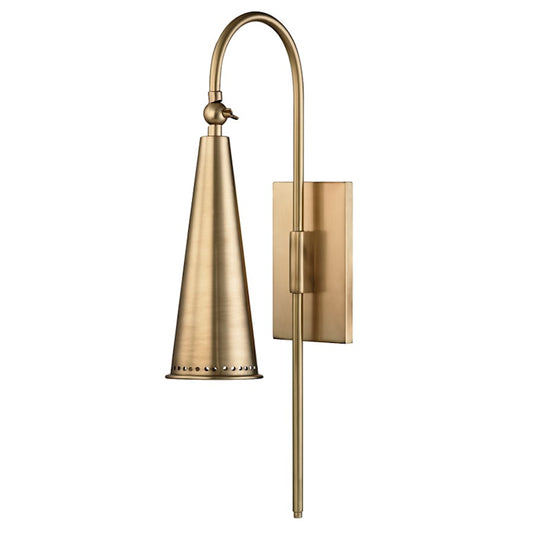 Alva 1 Light Wall Sconce, Aged Brass