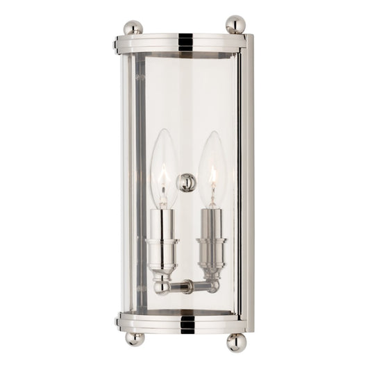 Hudson Valley Mansfield 1 Light Wall Sconce, Polished Nickel/Clear - 1301-PN