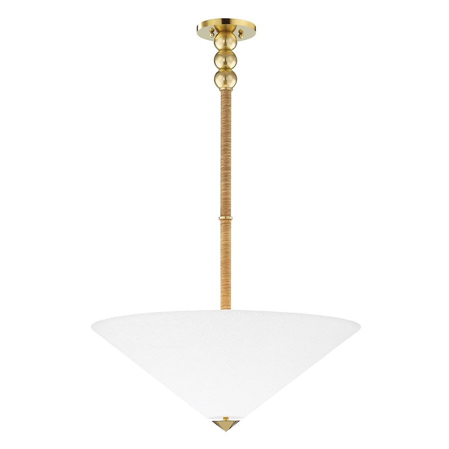 Hudson Valley Flare 2 Light Pendant, Brass/White Belgian Linen Shade - 1325-AGB