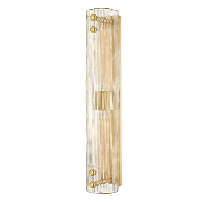 Hudson Valley Prospect Park 2 Light Wall Sconce, Aged Brass/Clear - 1423-AGB