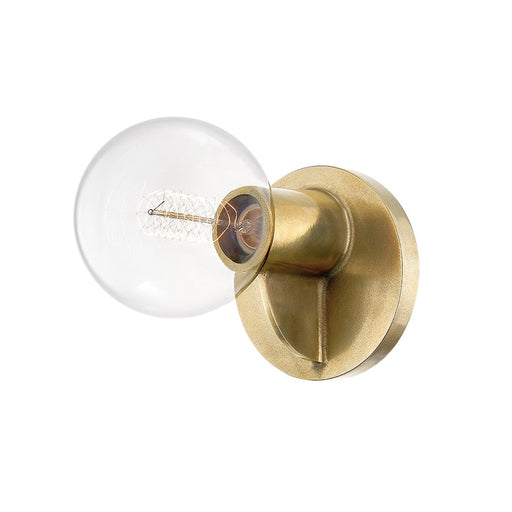 Hudson Valley Bodine 1 Light Round Wall Sconce, Aged Brass - 1431-AGB