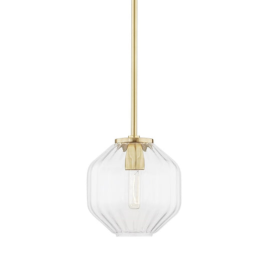 Hudson Valley Bennett 1 Light A Pendant, Aged Brass/Clear - 1509-AGB