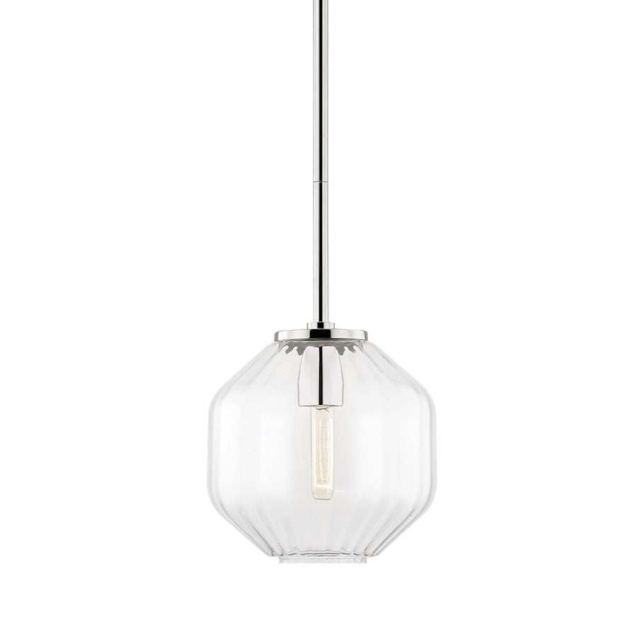 Hudson Valley Bennett 1 Light A Pendant, Polished Nickel/Clear - 1509-PN