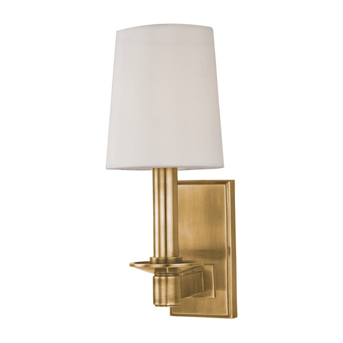 Hudson Valley Spencer 1 Light Wall Sconce, Aged Brass/Off White - 151-AGB