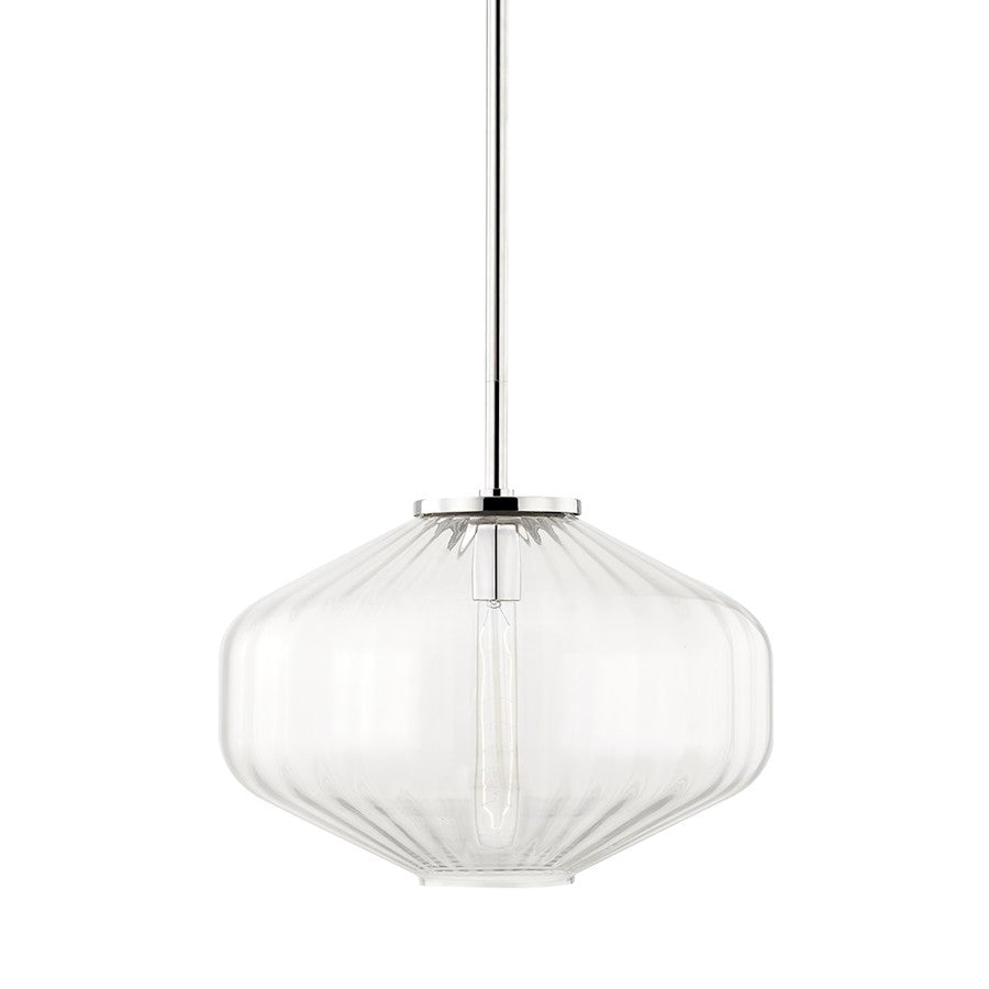 Hudson Valley Bennett 1 Light C Pendant, Polished Nickel/Clear - 1518-PN