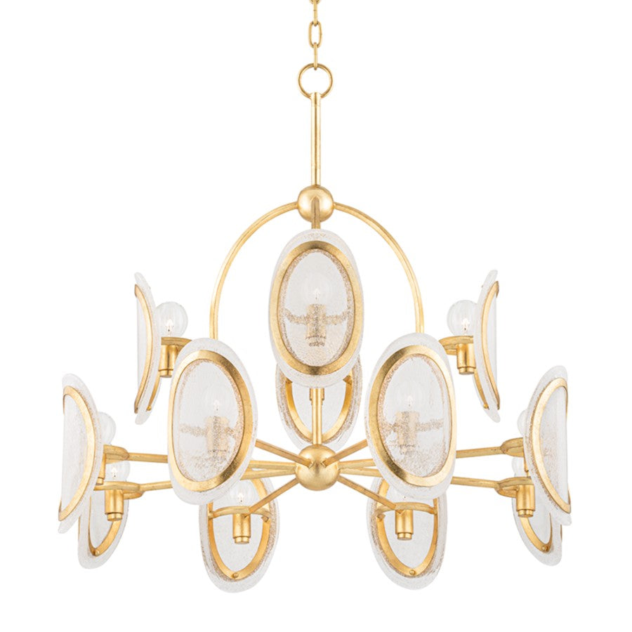 Hudson Valley Danes 12 Light Chandelier, Vintage Gold Leaf - 1534-VGL