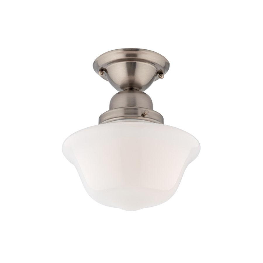 Hudson Valley Edison Collection 1-Lt Semi Flush, S Nickel/Opal Glossy - 1609F-SN